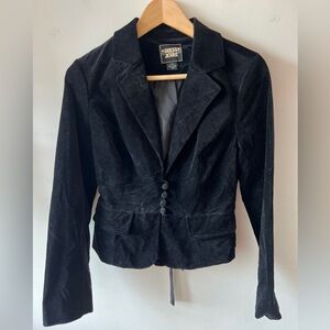 Guess Jeans Vintage Black Velvet Blazer Lace Up Back M